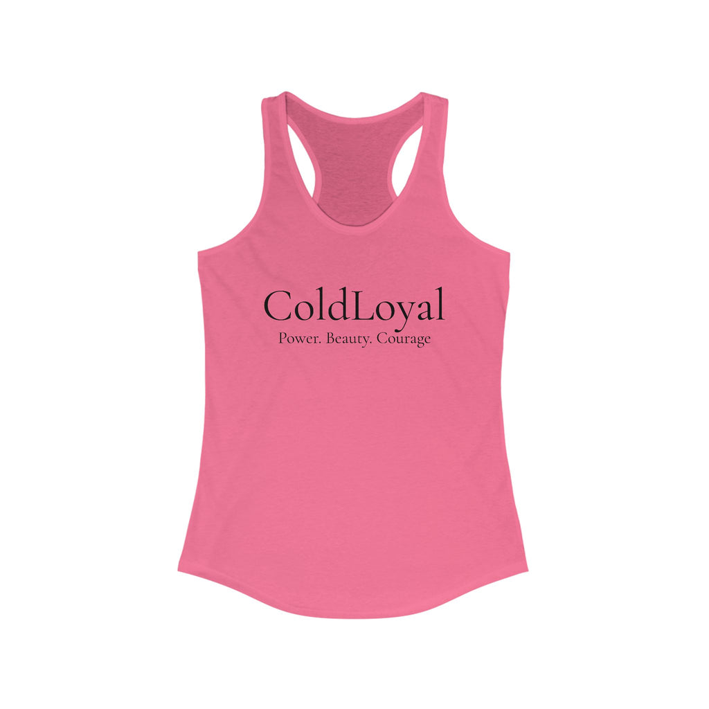 Women's Racerback Tank Top - Empowering Coldloyal Design, Summer Workout Shirt, Fitness Gift, Casual Wear, Beach Outfit