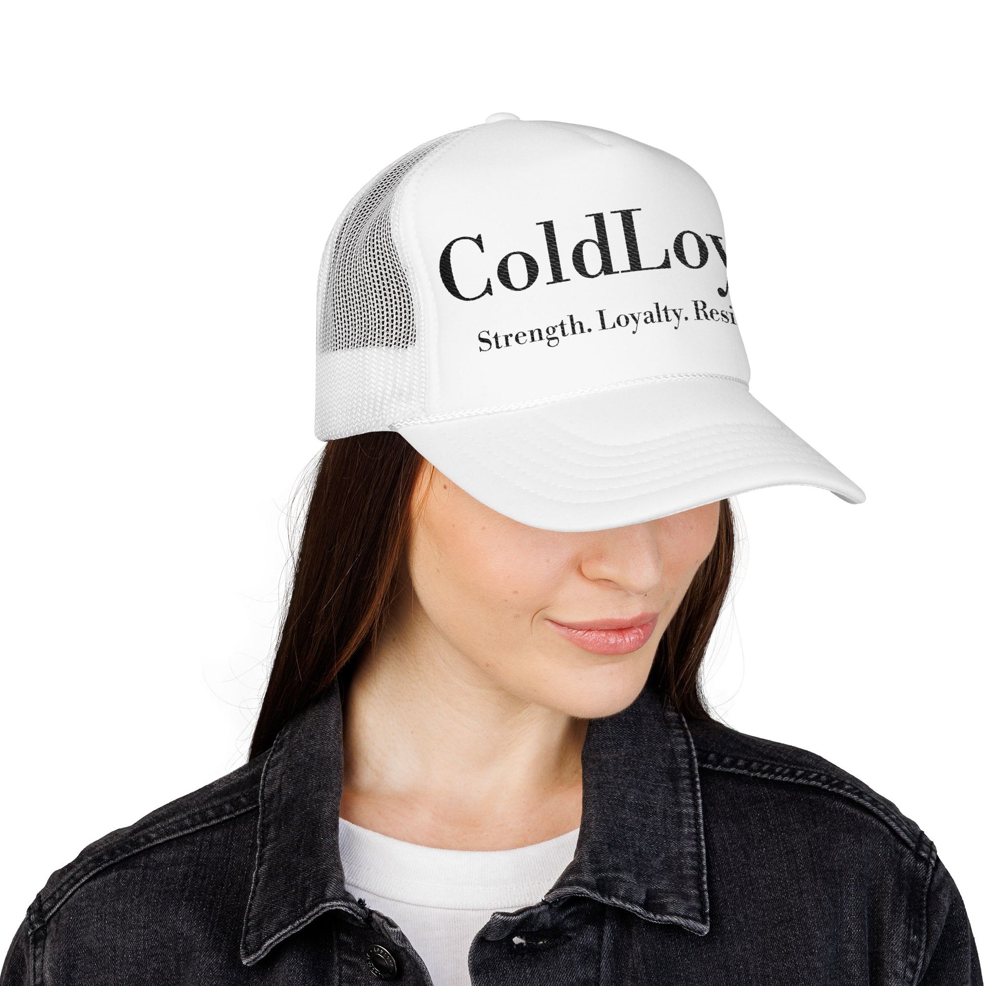 Embroidered Foam Trucker Hat - ColdLoyal, Strength Loyalty Resilience, Casual Style, Gift for Friends, Outdoors, Everyday Wear