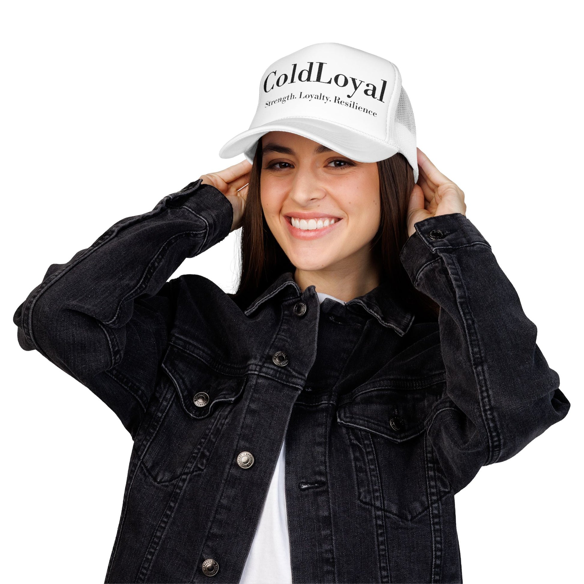 Embroidered Foam Trucker Hat - ColdLoyal, Strength Loyalty Resilience, Casual Style, Gift for Friends, Outdoors, Everyday Wear
