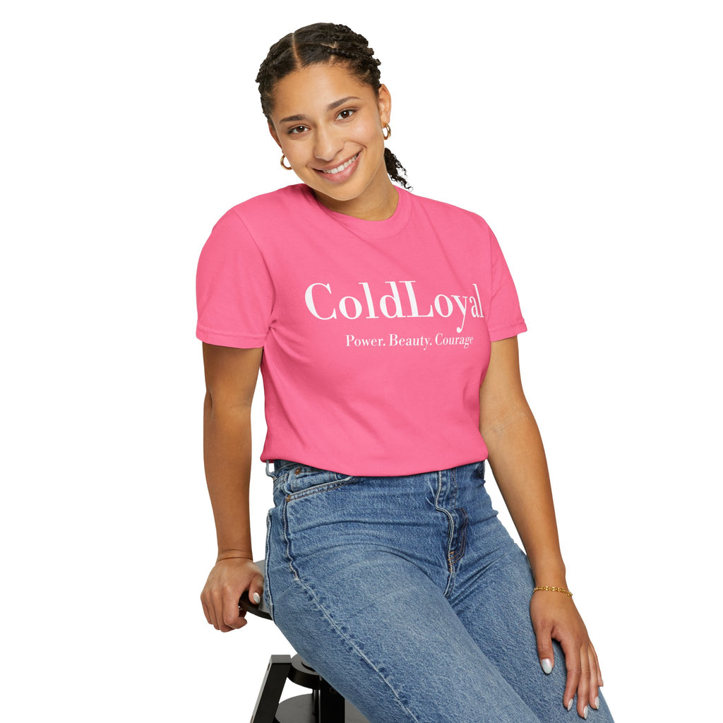 Empowering Unisex Garment-Dyed T-shirt | ColdLoyal, Power Beauty Courage, Casual Fashion, Gift for Her, Inspirational Tee